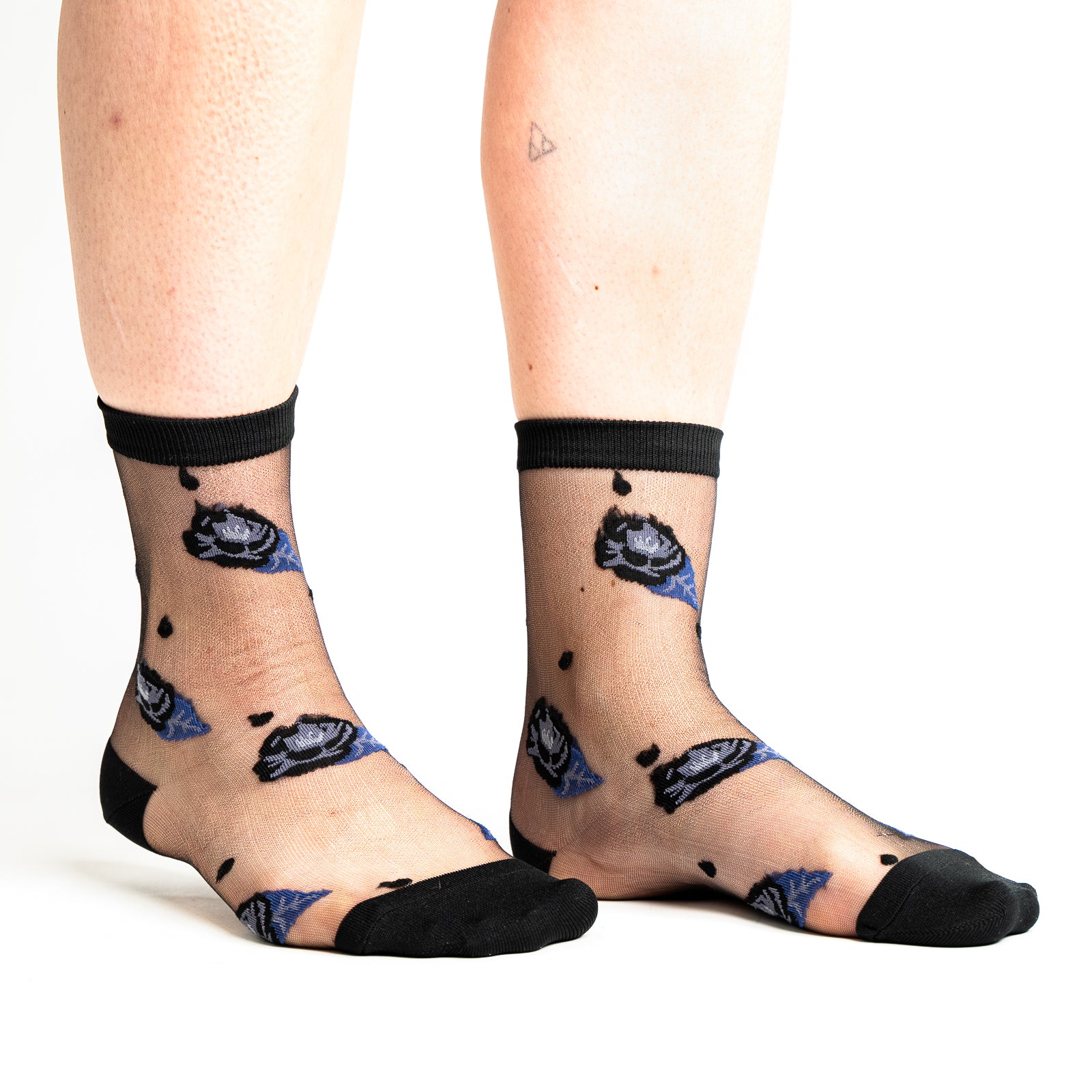 Will You Accept this Rose? Sheer Crew Socks (Black)