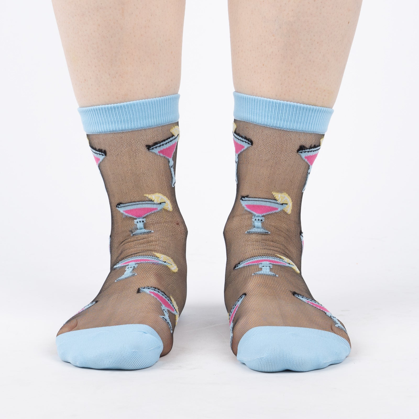 Just Here for the Cocktails Sheer Crew Socks