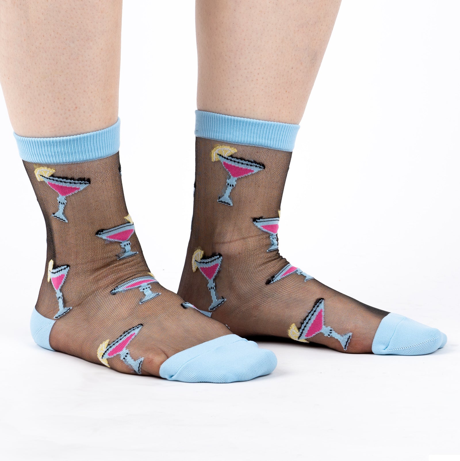 Just Here for the Cocktails Sheer Crew Socks