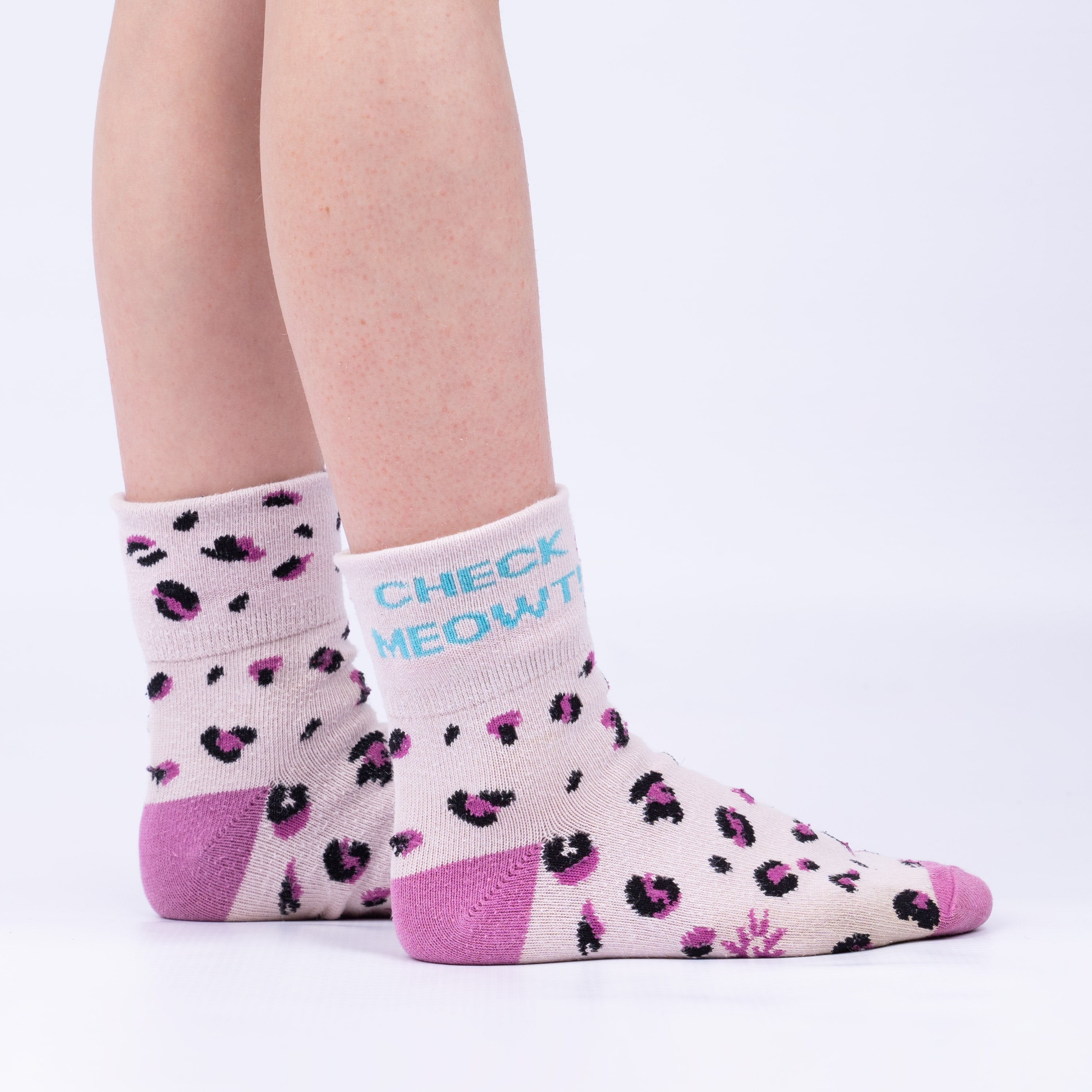 Check Meowt Junior Turn Cuff Socks