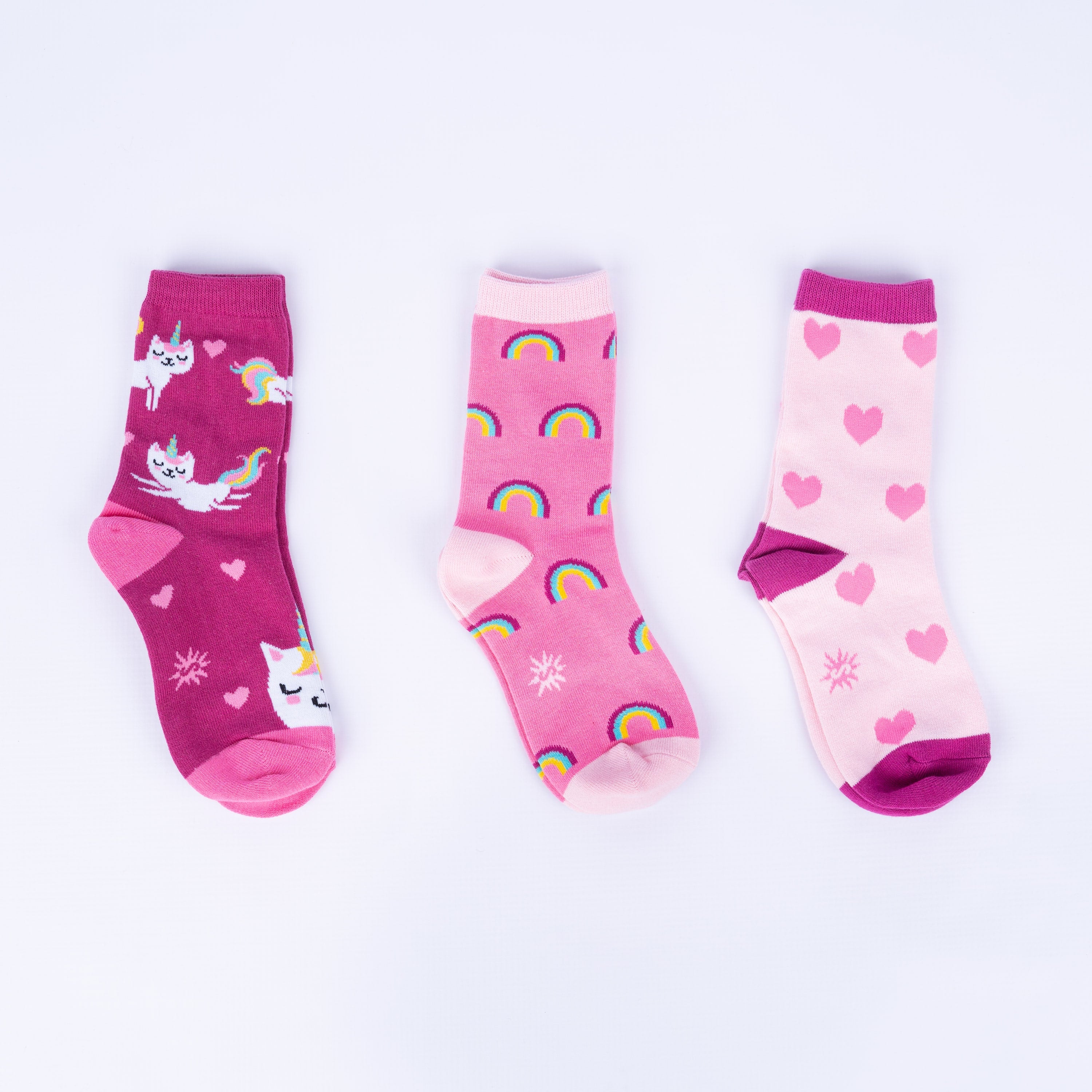 Look At Me Meow Youth Crew Socks 3-Pack