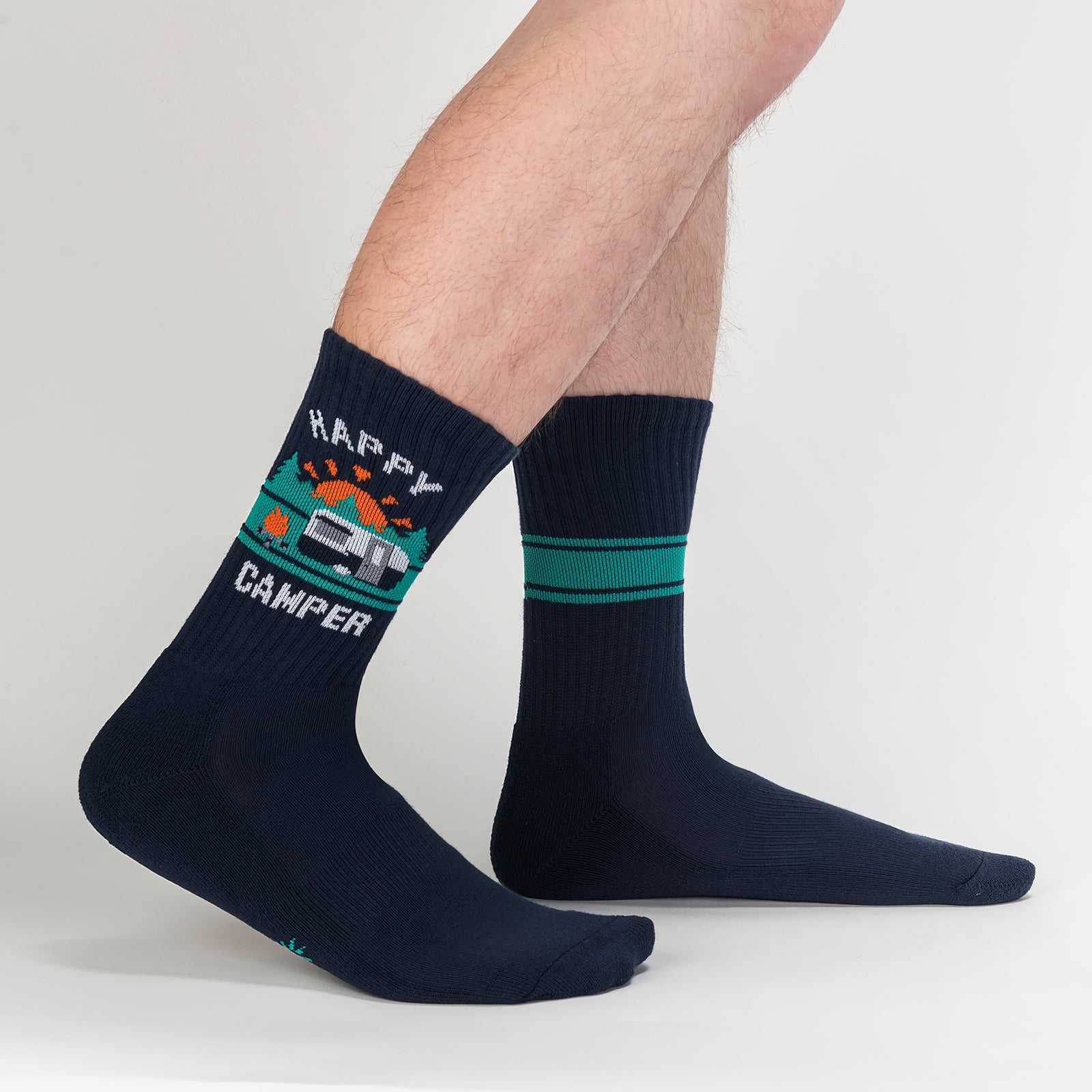 Happy Camper Ribbed Crew Socks