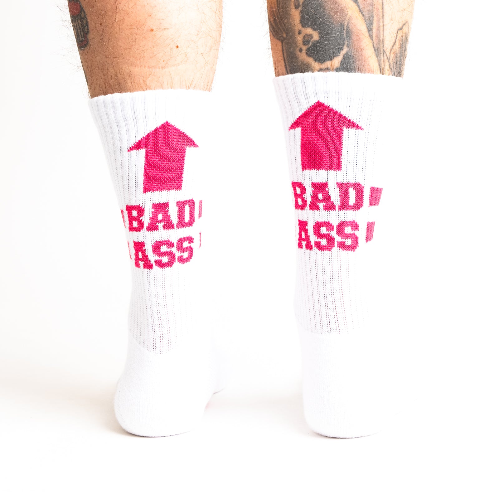 Bad Ass Ribbed Crew Socks (White)