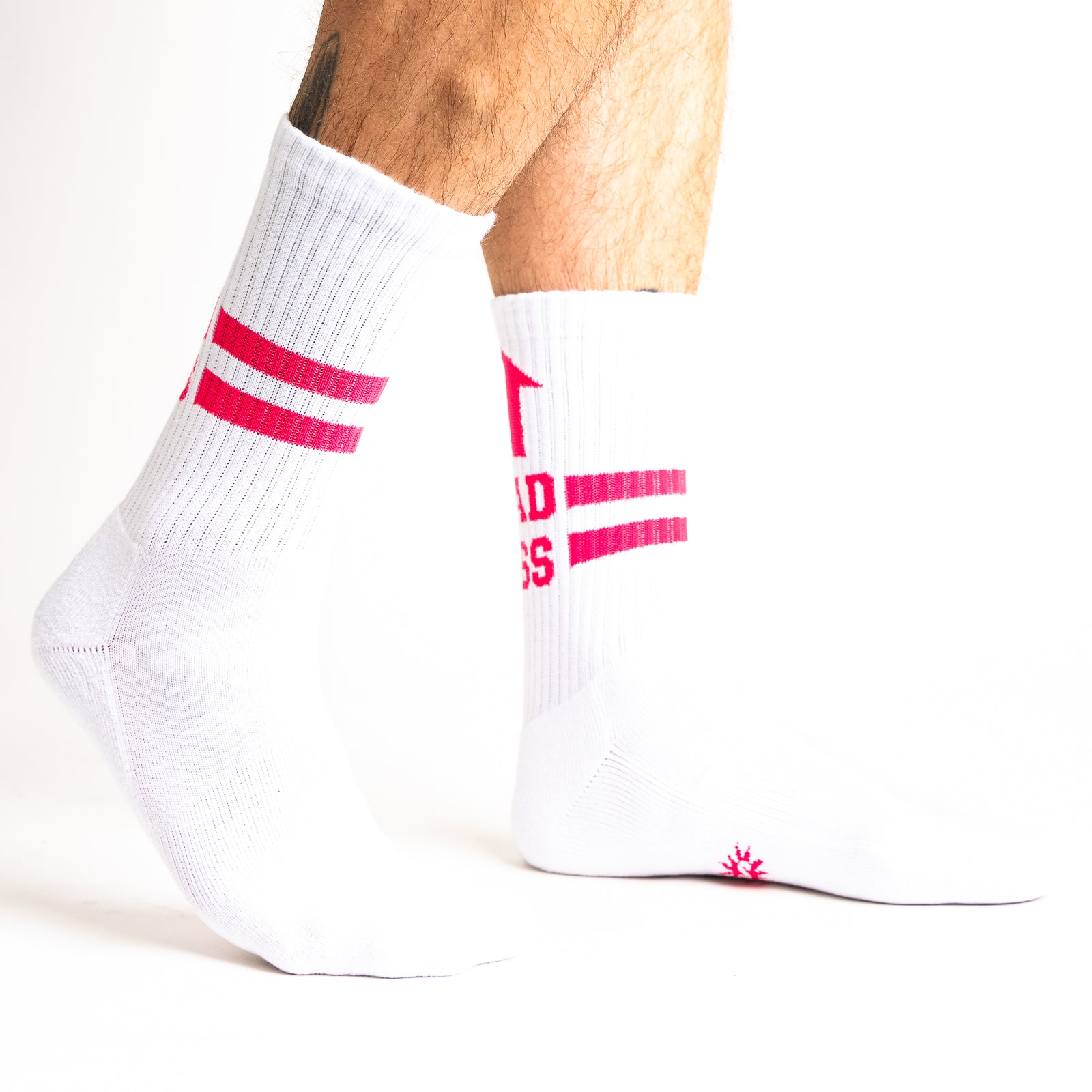 Bad Ass Ribbed Crew Socks (White)